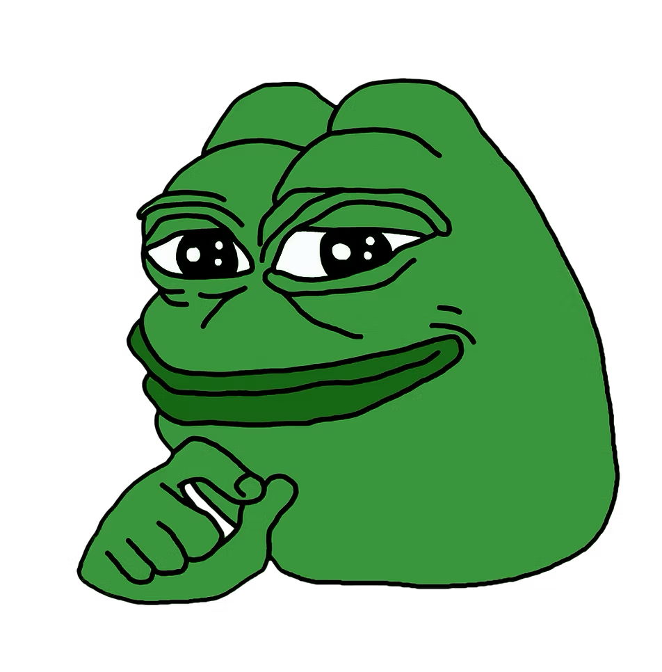 Pepe the Frog, smug, resting his chin on his fist